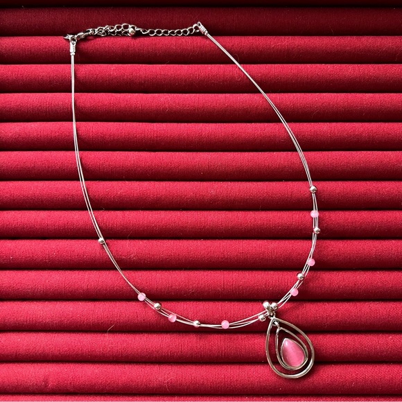 Lia Sophia Y2K Pink Teardrop Pendant Necklace - Picture 3 of 5